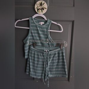 Women's Striped Sleepwear Set - Green